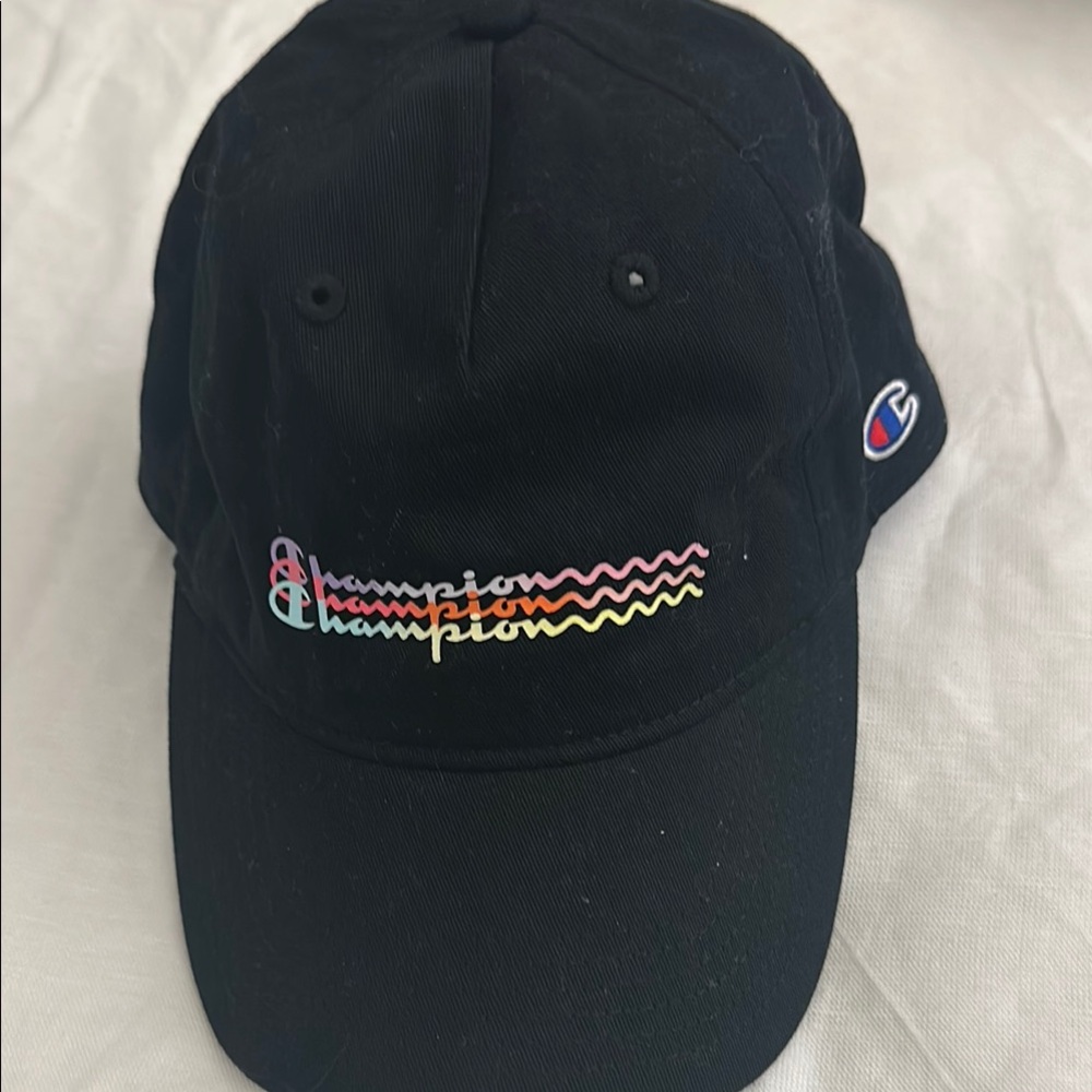 Champion Black Hat with Vibrant Logo